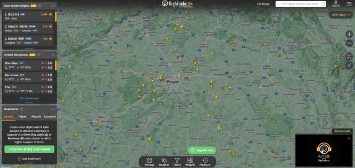 Cestovní aplikace Flightradar24